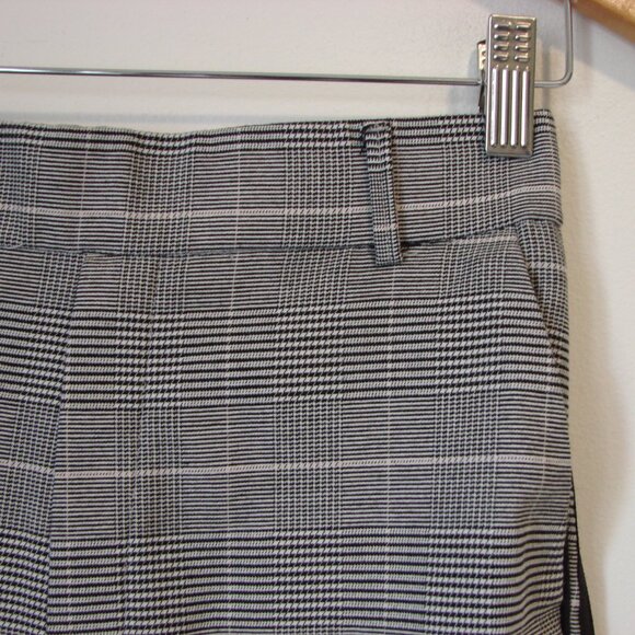Zara Gray Glen Plaid Check Trouser Pants Side Stripe Ankle Cropped Size Small - Picture 8 of 15
